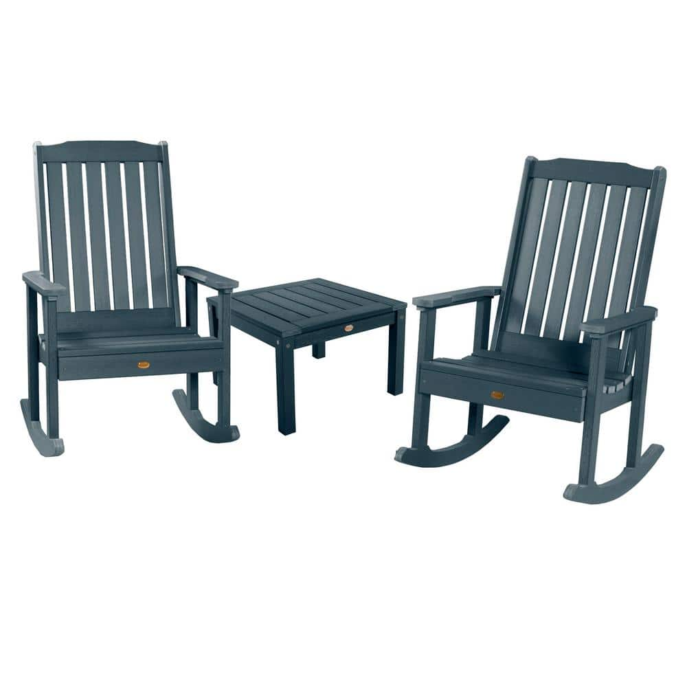 Highwood Lehigh Federal Blue 3-Piece Recycled Plastic Patio Conversation Set