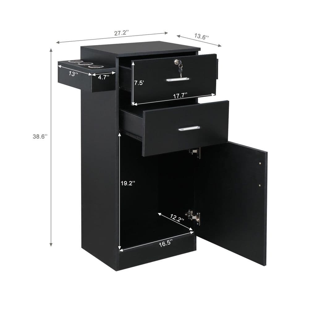 Black Lockable Office Storage Cabinet with Adjustable Shelving