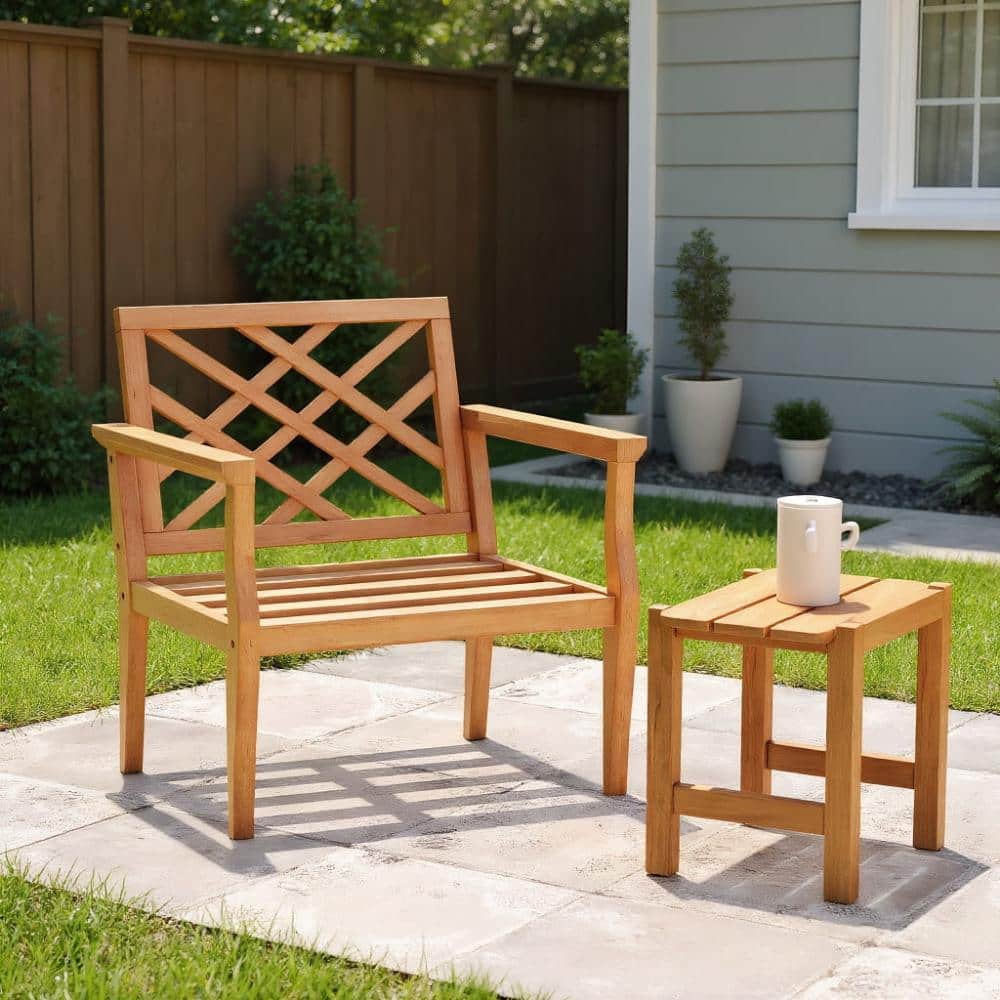 Teak Slatted Armchair With Comfy Backrest For Indoor & Outdoor Dining price history on PriceWatchPro
