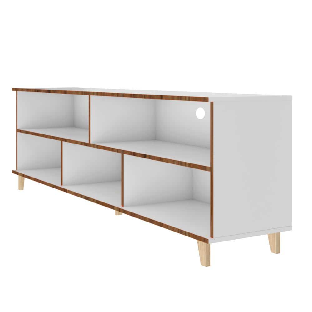 Warren White and Oak 71" TV Stand with Shelves