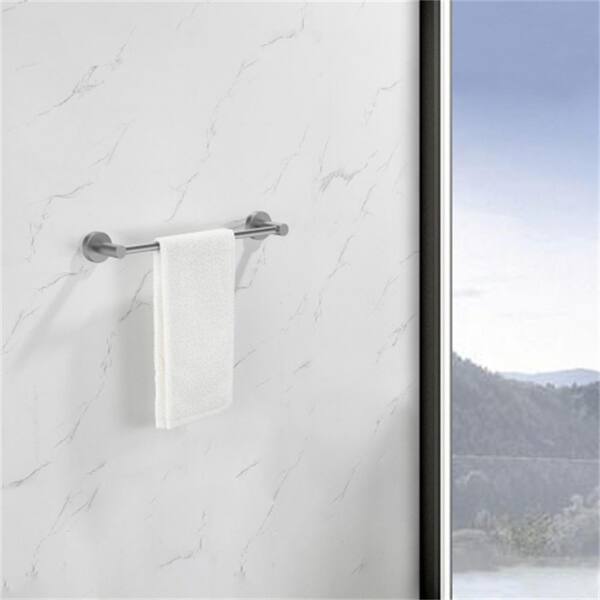 6-Piece Bath Hardware Set with Hand Towel bar、 Hand Towel bar、hooks、toilet Paper Holder and Towel Ring in Gray