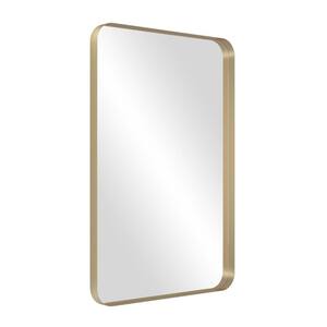 23.6 in. W x 35.4 in. H Rectangular Metal Framed Wall Bathroom Vanity Mirror in Gold