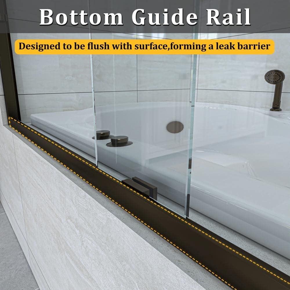 60'' Oil Rubbed Bronze Sliding Shower Door with Clear Glass