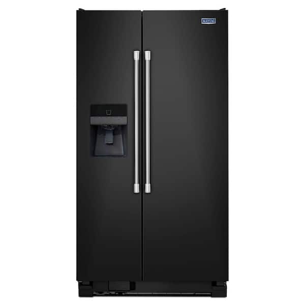 Maytag 33 in. W 21.3 cu. ft. Side by Side Refrigerator in Black with Stainless Steel Handles