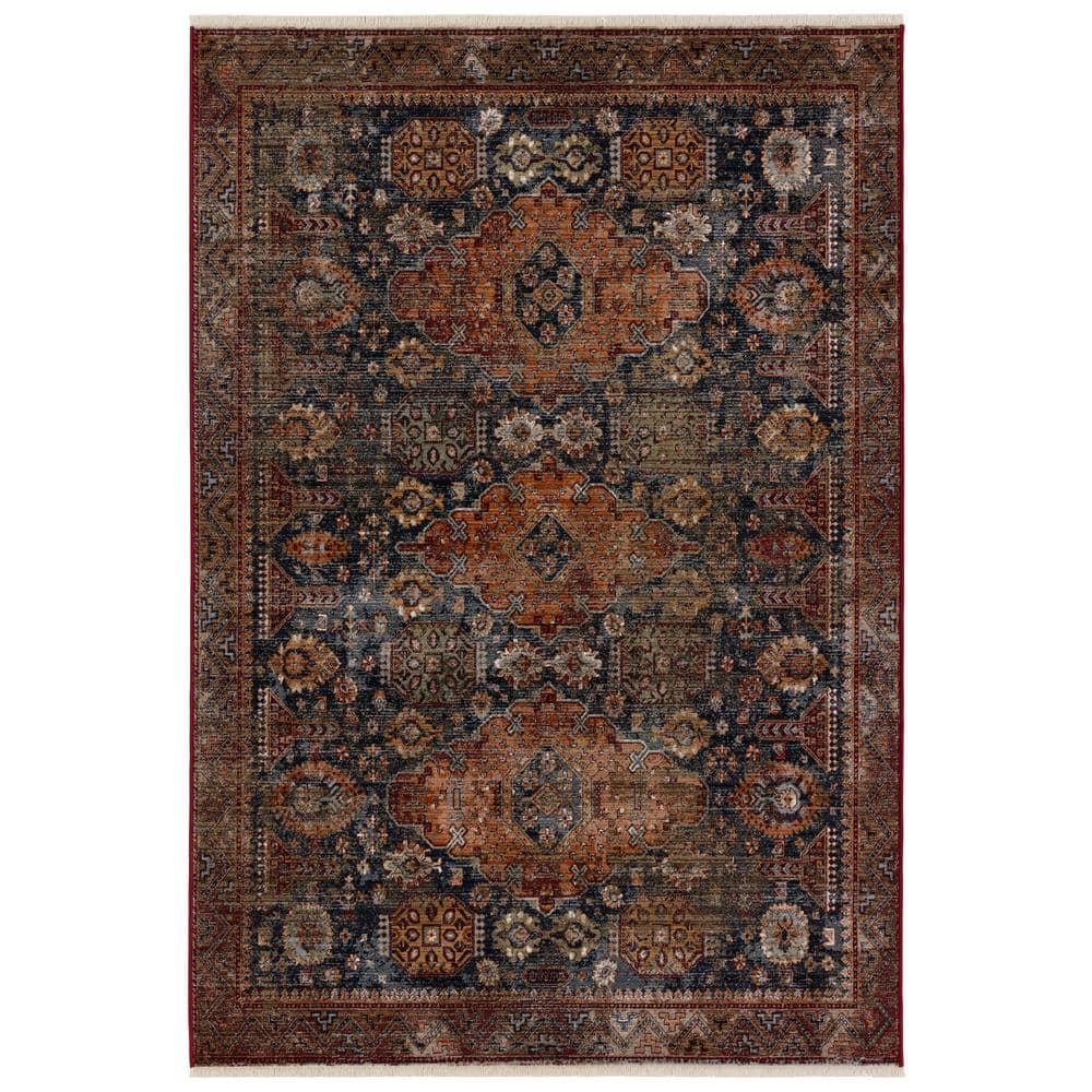 Jaipur Living Razia Navy/Red 5 ft. x 8 ft. Medallion Area