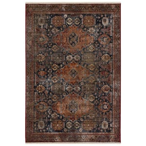 Razia Navy/Red 10 ft. x 14 ft. Medallion Area Rug