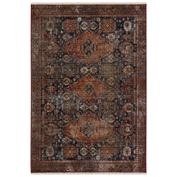 Razia Navy/Red 10 ft. x 14 ft. Medallion Area Rug