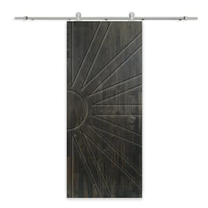 42 in. x 96 in. Charcoal Black Stained Solid Wood Modern Interior Sliding Barn Door with Hardware Kit