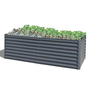 8 ft. x 4 ft. x 2 ft. Gray Galvanized Steel Rectangular Outdoor Raised Garden Bed