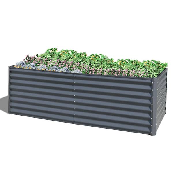 Mondawe 8 ft. x 4 ft. x 2 ft. Gray Galvanized Steel Rectangular Outdoor Raised Garden Bed