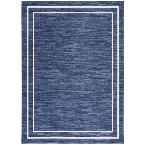 Nourison Essentials Navy Ivory 7 ft. x 10 ft. Solid Contemporary Area Rug