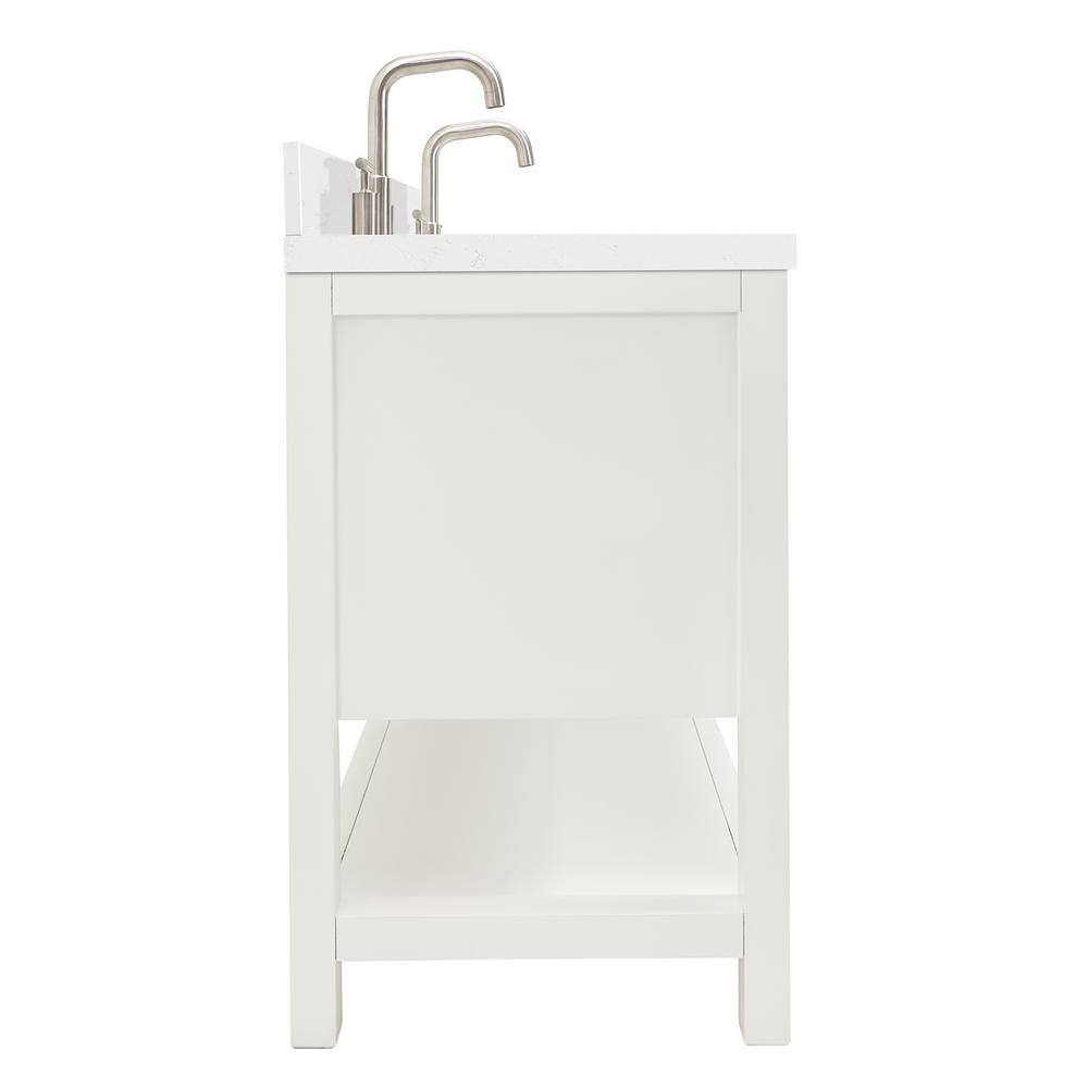 Magnolia 60" White Double Sink Freestanding Vanity with Quartz Top