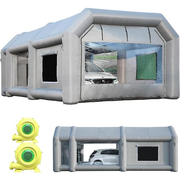 WRIGHTMASTER 26 ft. x 15 ft. x 10 ft. Portable Inflatable Paint Booth with 2-Blowers and Air Filter System for Car Painting