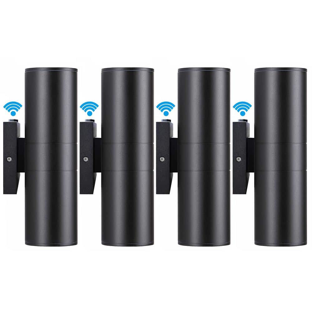 12-Watt Black Dusk to Dawn Cylinder Outdoor Hardwired Wall Lantern Sconce with Integrated LED, 2700K (4-Pack) price history on PriceWatchPro