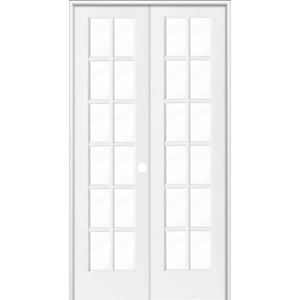 Krosswood Doors 48 in. x 96 in. Craftsman Shaker 12-Lite Left Handed MDF Solid Core Double Prehung French Door