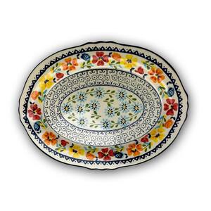 Luxembourg 14 in. Multicolored Stoneware Oval Platter