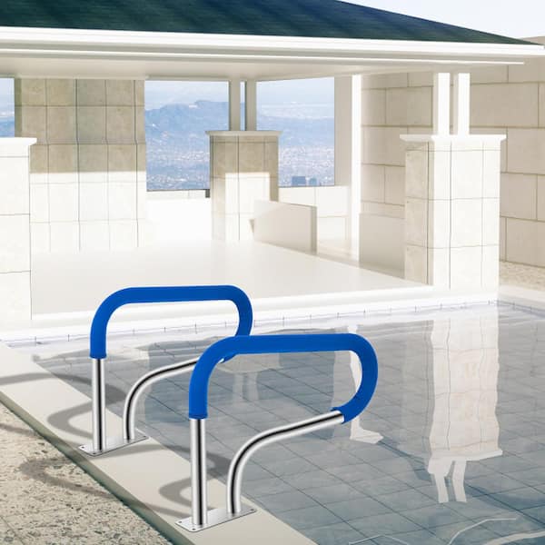 Pool Handrail 32 in. x 22.5 in. Swimming Pool Rail 304 Stainless Steel Pool Handrail 375 lbs. for Above Ground Pool