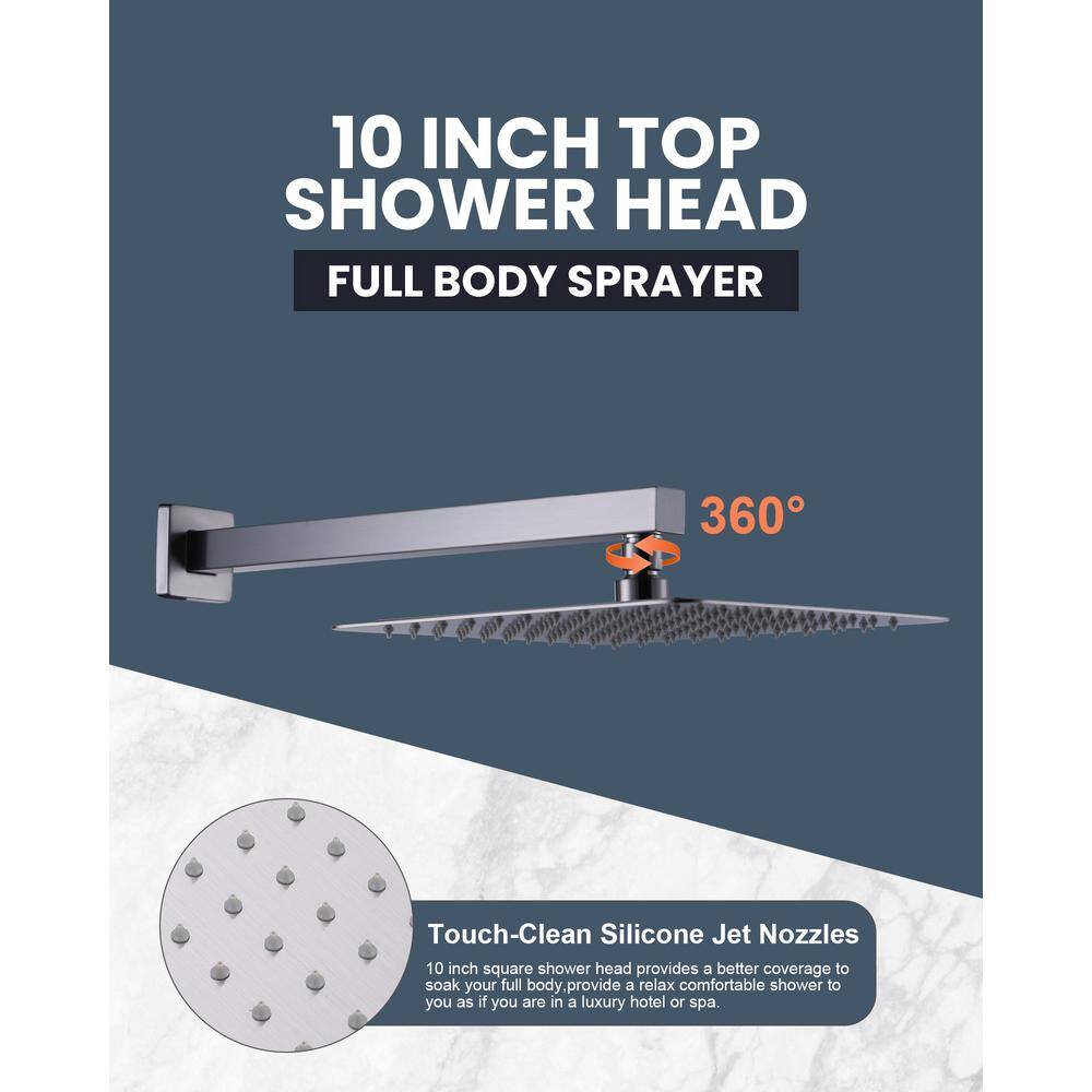 Brushed Nickel Square Rain Shower Faucet with Handheld