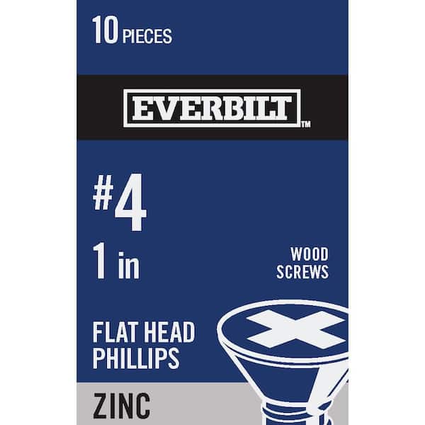 Everbilt #4 x 1 in. Phillips Flat Head Zinc Plated Wood Screw (10-Pack)