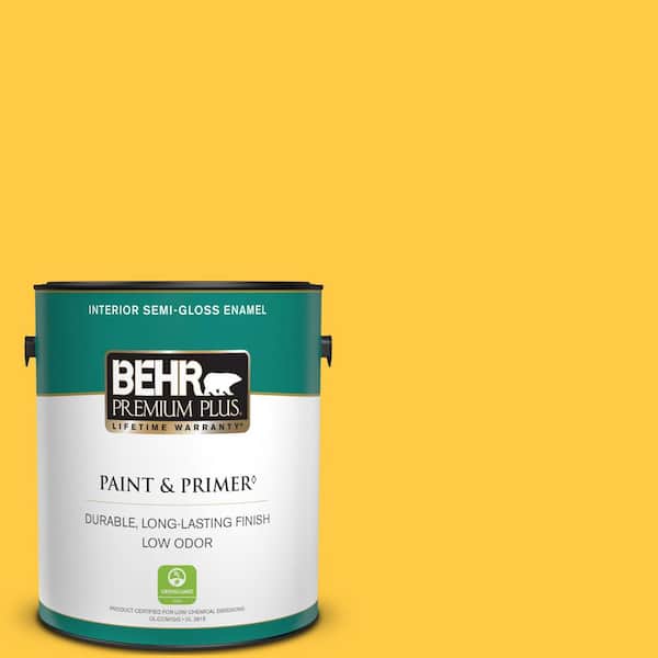 BEHR PREMIUM PLUS 1 gal. #P290-6 English Daisy Semi-Gloss Enamel Low Odor Interior Paint & Primer