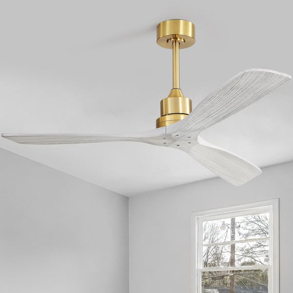 52 in. Indoor Gold Ceiling Fan without Light for Bedroom or Living Room, Remote Control Included