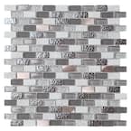 Chelsea Gray 3.93 in. x 4.33 in. Brick Joint Polished/Matte Marble Glass Metal Mosaic Wall Tile Sample (0.11 sq. ft./Ea)