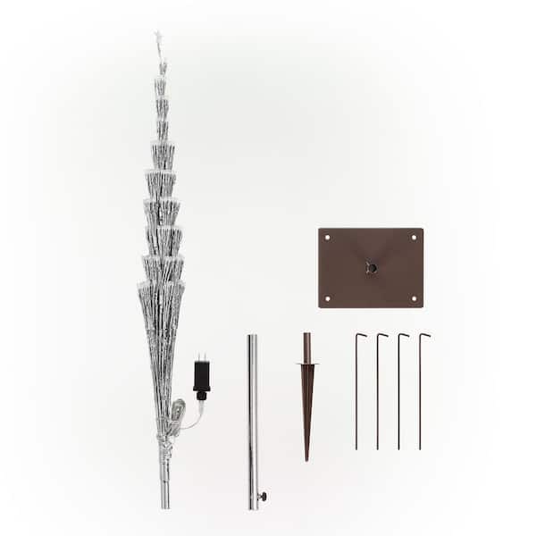 Alpine Corporation - 53/61 in. Tall Indoor/Outdoor Artificial Christmas Tree with LED Lights, Silver