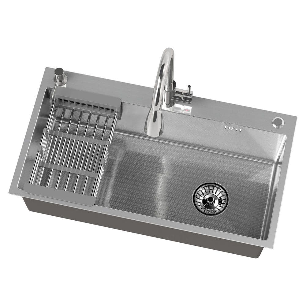 28 in. Drop-In/Undermount Single Bowl 16 Gauge Silver Stainless Steel Kitchen Sink with Faucet and Soap Dispenser price history on PriceWatchPro
