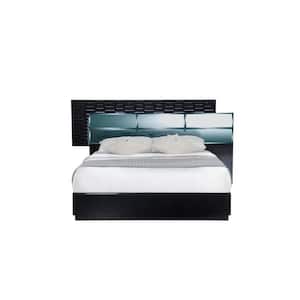Charlie Black King Panel Bed with Smoked Mirrored Panels