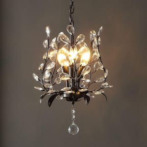 Adoria 12 in. 3-Light Oil Rubbed Bronze/Clear Contemporary Bohemian Iron/Acrylic LED Crystal Pendant
