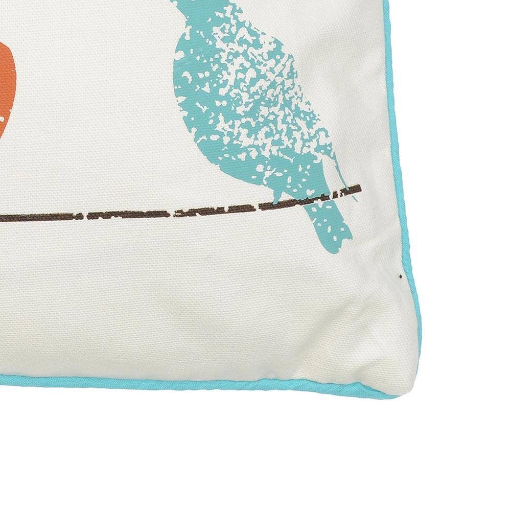 Ashbury Spring Multicolor Birds Cotton Throw Pillow