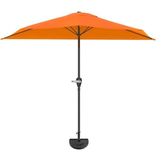 Pure Garden 9 ft. Half Umbrella with Base, Terracotta