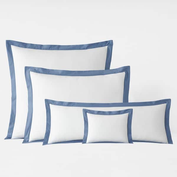 Company Cotton Solid Border Slate Blue 40 in. X 14 in. Throw Pillow Cover
