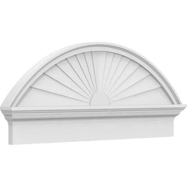Ekena Millwork 2-3/4 in. x 40 in. x 16-7/8 in. Segment Arch Sunburst Architectural Grade PVC Combination Pediment