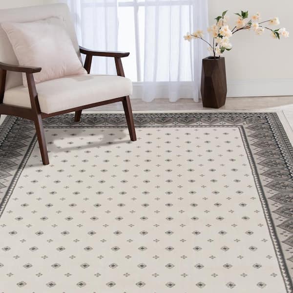 5 ft. x 8 ft. Oyster/Chalk Kurdamir Fleur de Lis Area Rug