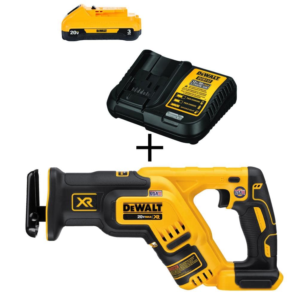 DEWALT 20V MAX XR Cordless Brushless Compact Reciprocating Saw, (1) 20V  Lithium-Ion 3.0Ah Battery, and 12V-20V MAX Charger DCS367BW230C The Home  Depot