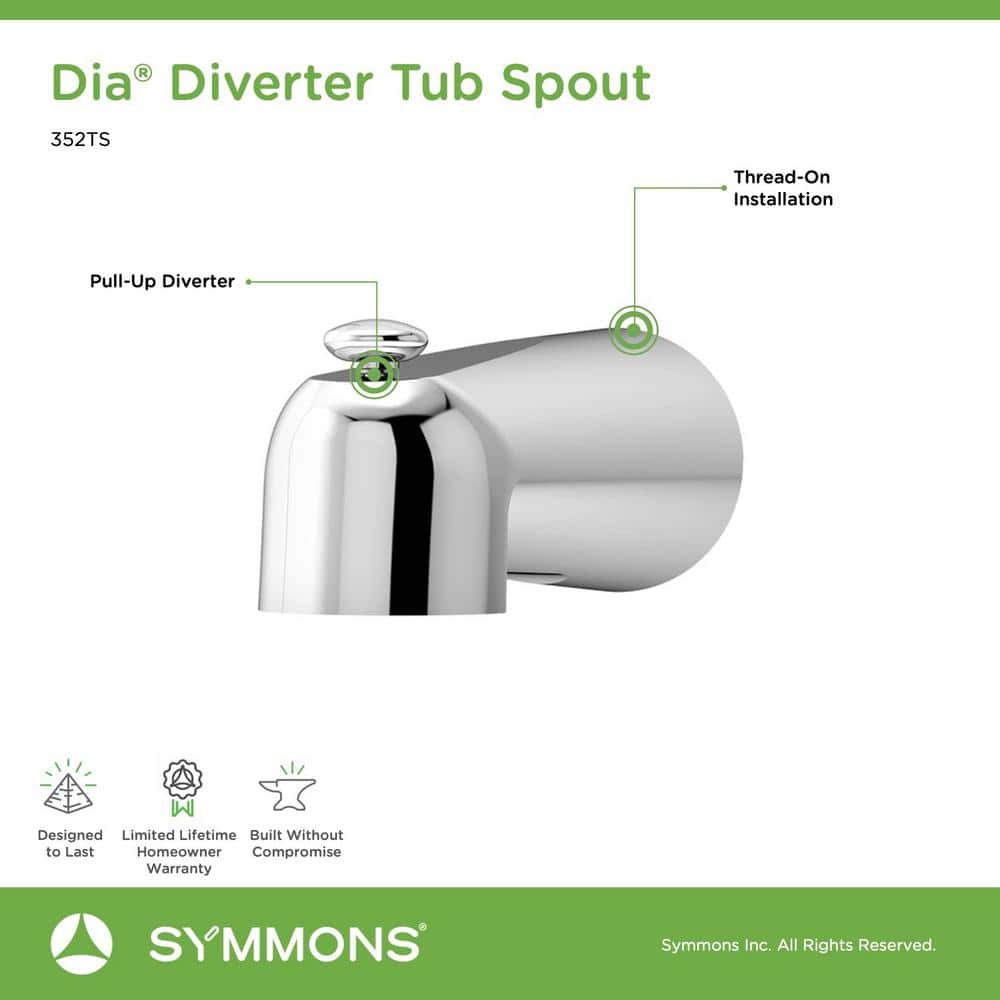 Polished Chrome Wall Mounted Tub Spout with Diverter