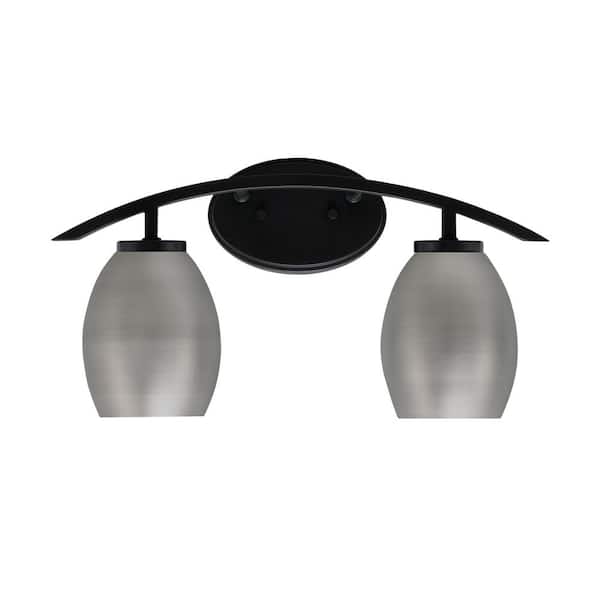 Unbranded Siena 18.25 in. 2-Light Vanity Light Matte Black with Graphite Metal Shades