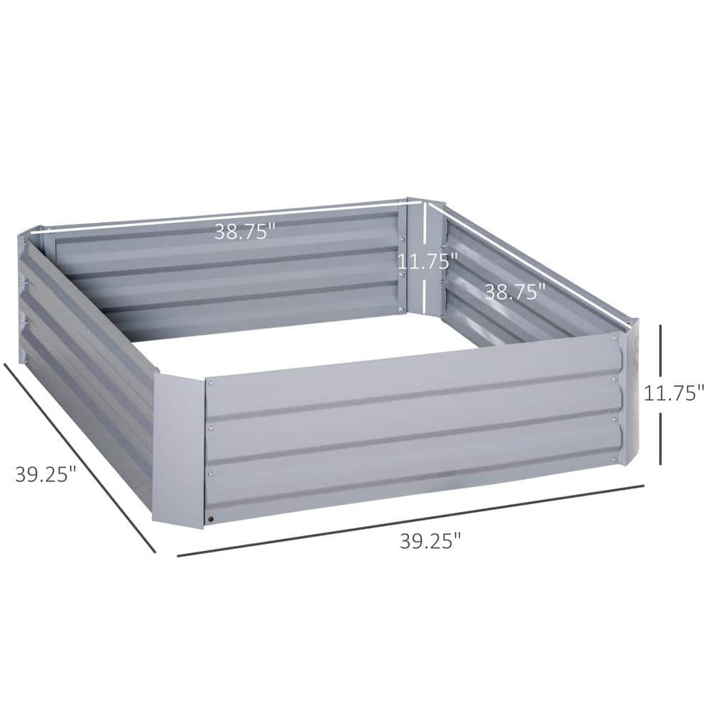 Gray Galvanized Steel Raised Garden Bed Planter Set