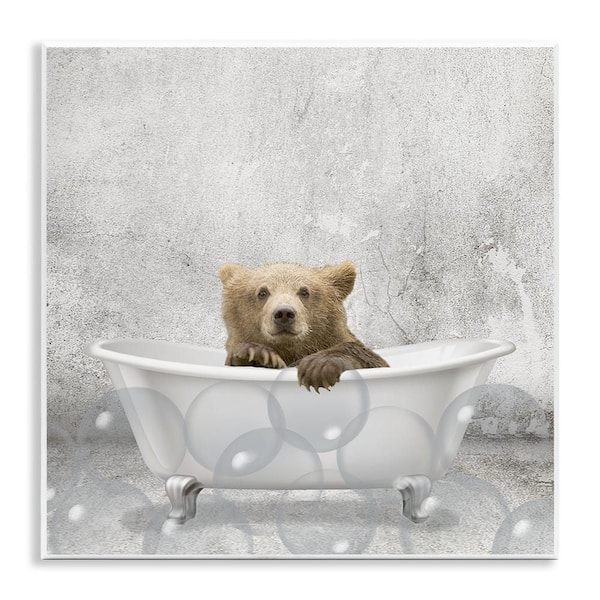 Baby Bear Bath Time by Kim Allen Unframed Graphic Art Print Animal 12 in. x 12 in.