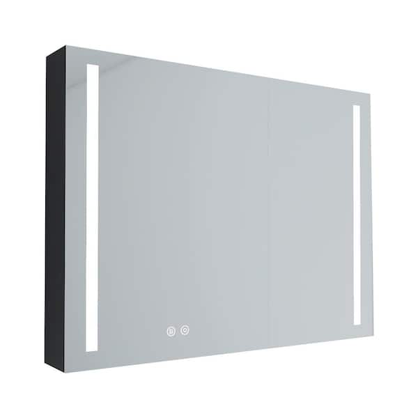 JimsMaison 35 in. W x 25 in. H Rectangular Aluminum Medicine Cabinet with Mirror