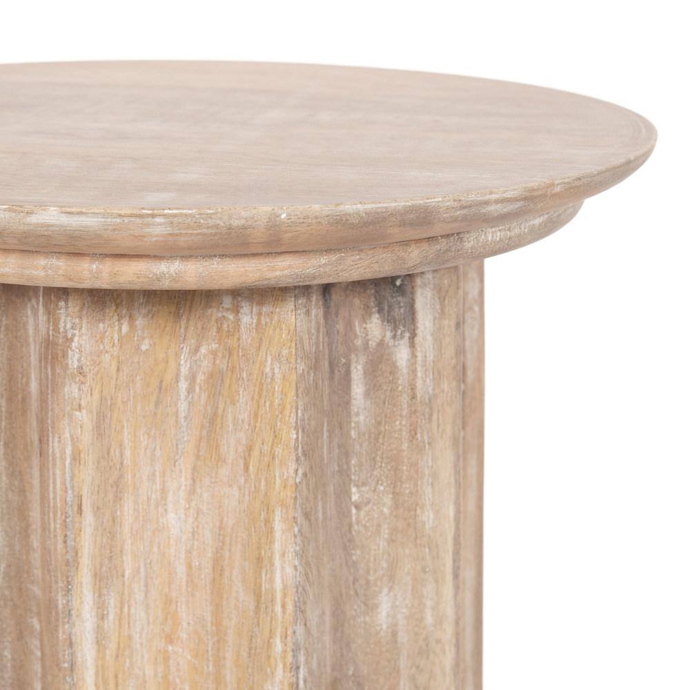 Gierson Natural Mango Wood Round Side Table, 12x12x22