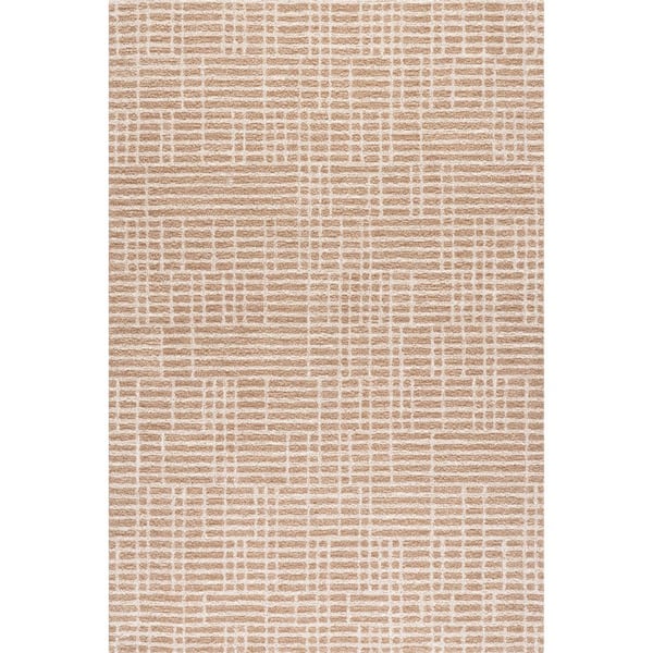RUGS USA Gio Crosshatch Wool Beige 10 ft. x 14 ft. Indoor/Outdoor Patio Area Rug