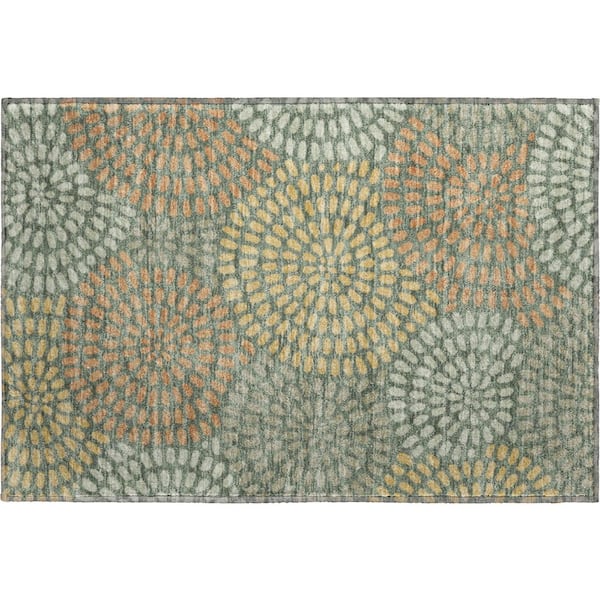 Mayfield Premium Machine Washable Abstract AMF2492 Basil 2 ft. x 3 ft. Accent Rug