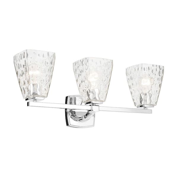Marant 23.75 in. 3-Light Vanity Light with Clear Water Glass in Chrome