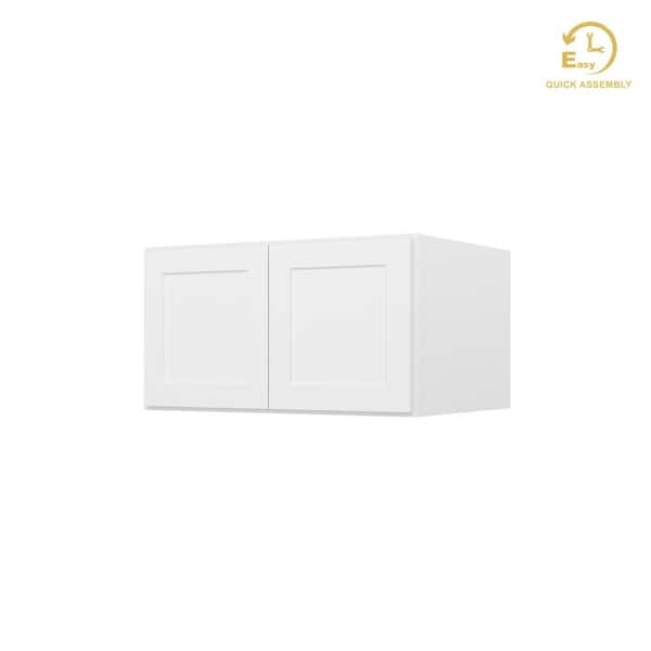 Easy-DIY 33 in. W x 24 in. D x 18 in. H Ready to Assemble Wall Refrigerator Kitchen Cabinet in Shaker White with 2-Doors