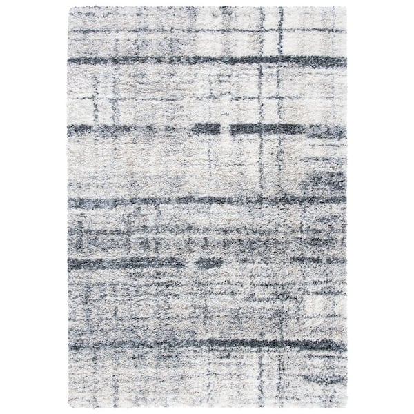 Fontana Shag 3 ft. x 5 ft. Ivory/Gray Abstract Area Rug