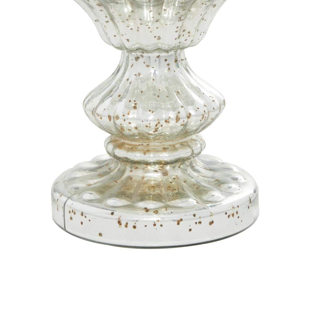 Elegant Silver Mercury Glass 14" Pillar Hurricane Candle Lantern