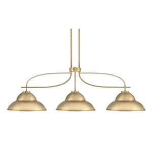 Olympia 14.25 in. 3-Light Chandelier New Age Brass New Age Brass Metal Shade