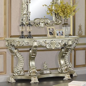 Sorina 67 in. Antique Gold Finish Half-Circle Wood Console Table